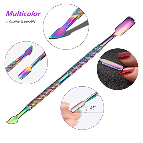 FULINJOY 2PCS Cuticle Pusher and Cutter, Stainless Steel Dual Head Cutter and...