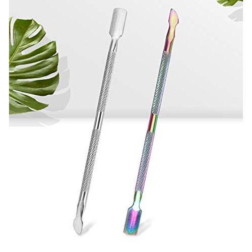 FULINJOY 2PCS Cuticle Pusher and Cutter, Stainless Steel Dual Head Cutter and...