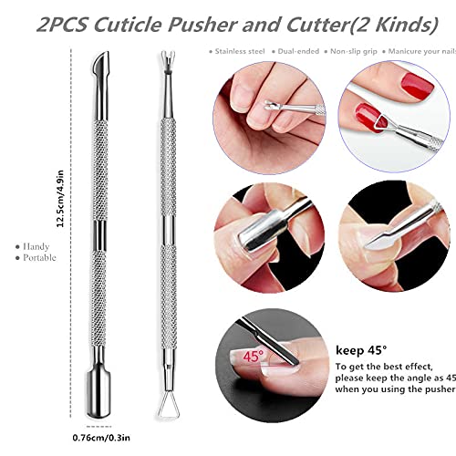 FULINJOY 2PCS Stainless Steel Cuticle Pusher and Cutter, Dual Head Cutter and...