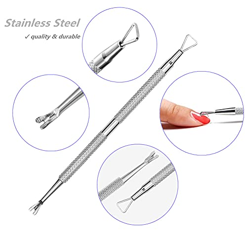 FULINJOY 2PCS Stainless Steel Cuticle Pusher and Cutter, Dual Head Cutter and...