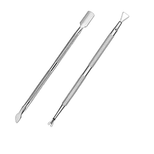 FULINJOY 2PCS Stainless Steel Cuticle Pusher and Cutter, Dual Head Cutter and...
