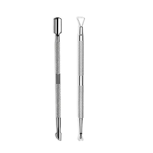 FULINJOY 2PCS Stainless Steel Cuticle Pusher and Cutter, Dual Head Cutter and...