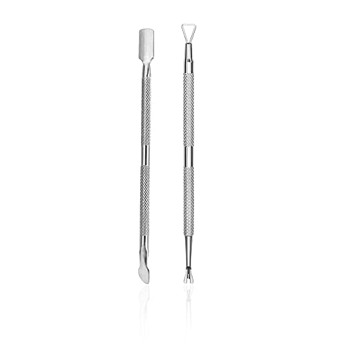FULINJOY 2PCS Stainless Steel Cuticle Pusher and Cutter, Dual Head Cutter and...