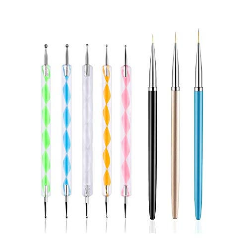 FULINJOY 5PCS Dotting Pens with 3 PCS Nail Painting Brushes, Nail Art Design ...