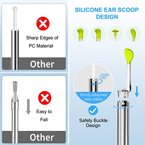 Ear Wax Removal Tool, Ear Cleaner with 1296P Camera, Ear Cleaning Kit with 6 ...
