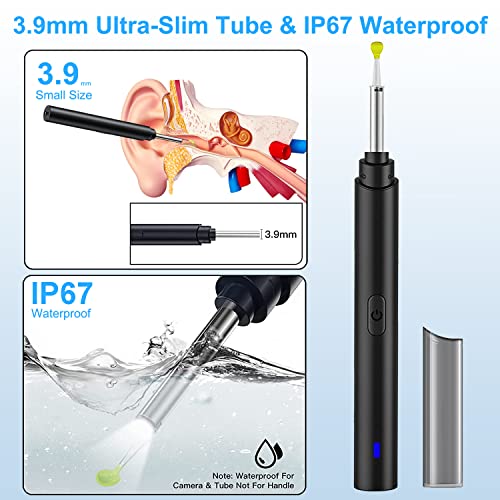 Ear Wax Removal Tool, Ear Cleaner with 1296P Camera, Ear Cleaning Kit with 6 ...