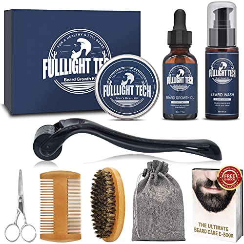 Beard Growth Kit,Beard Grooming Kit,Beard Kit W/Beard Roller,Beard Growth Oil...