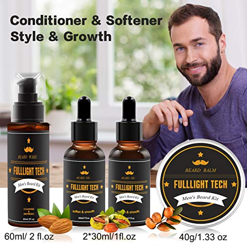 Beard Kit for Men Grooming & Care W/Beard Wash/Shampoo,2 Packs Beard Growth O...