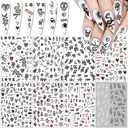 Punk Nail Art Stickers Decals Designer Nail Stickers Nail Art Supplies 3D Got...