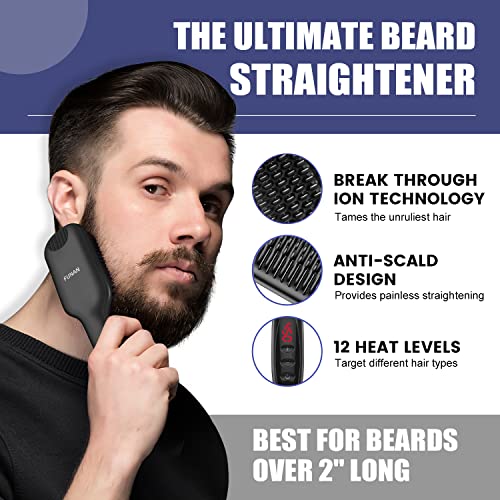 Beard Straightener for Men, Ion Beard Straightening Comb with Anti-Scalding A...