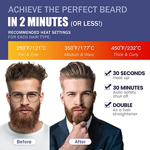 Beard Straightener for Men, Ion Beard Straightening Comb with Anti-Scalding A...