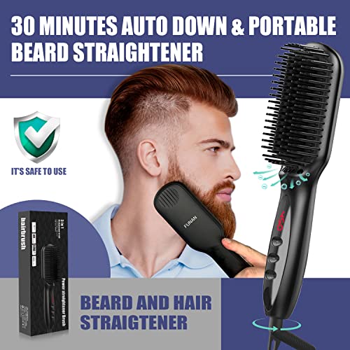 Beard Straightener for Men, Ion Beard Straightening Comb with Anti-Scalding A...