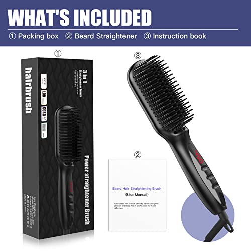 Beard Straightener for Men, Ion Beard Straightening Comb with Anti-Scalding A...