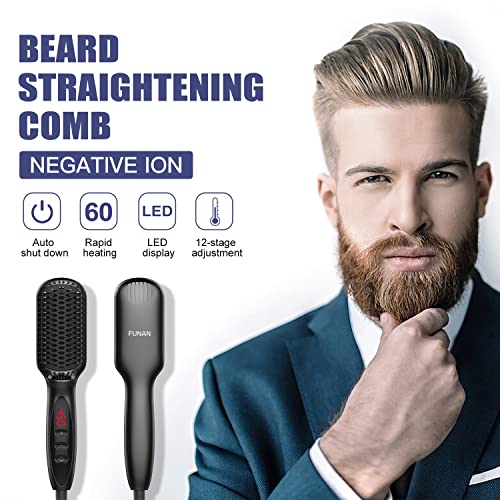 Beard Straightener for Men, Ion Beard Straightening Comb with Anti-Scalding A...