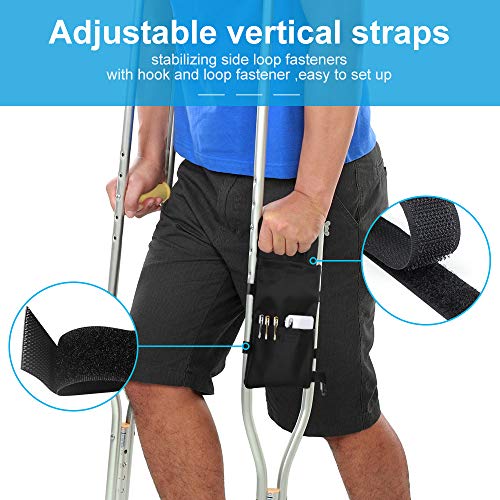 FunCee Crutch Pouch Bag, Lightweight Washable Crutch Storage Bag with 2 Pocke...