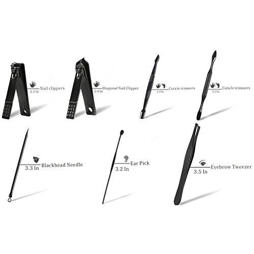 Manicure Set Nail Clipper Set -15 Piece Stainless Steel Nail Care Aids - Fing...