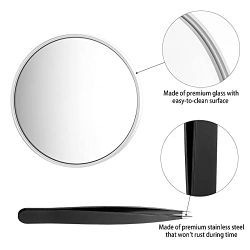 Magnifying Mirror and Tweezers Kit, Funtopia 10X & 20X Magnifying Makeup Mirr...