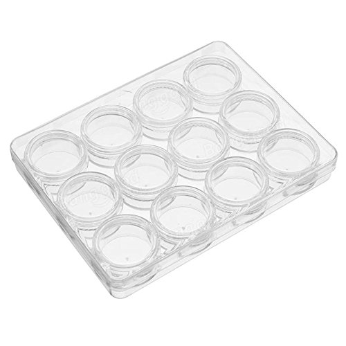 Furnido 12Pcs Refillable Clear Round Plastic Jar Sample Empty Tin Storage Con...