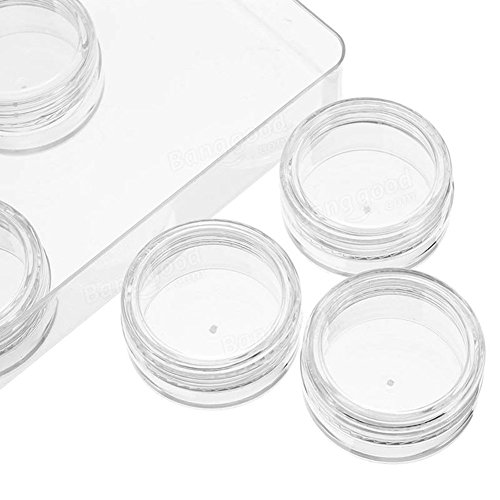 Furnido 12Pcs Refillable Clear Round Plastic Jar Sample Empty Tin Storage Con...