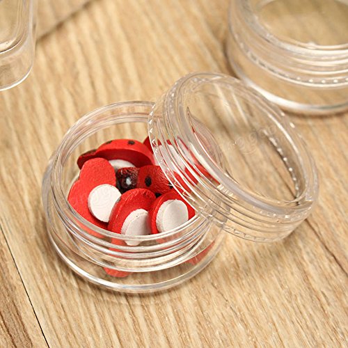 Furnido 12Pcs Refillable Clear Round Plastic Jar Sample Empty Tin Storage Con...