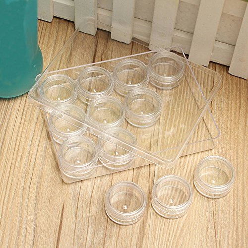 Furnido 12Pcs Refillable Clear Round Plastic Jar Sample Empty Tin Storage Con...