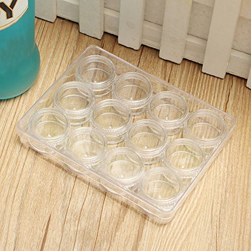 Furnido 12Pcs Refillable Clear Round Plastic Jar Sample Empty Tin Storage Con...