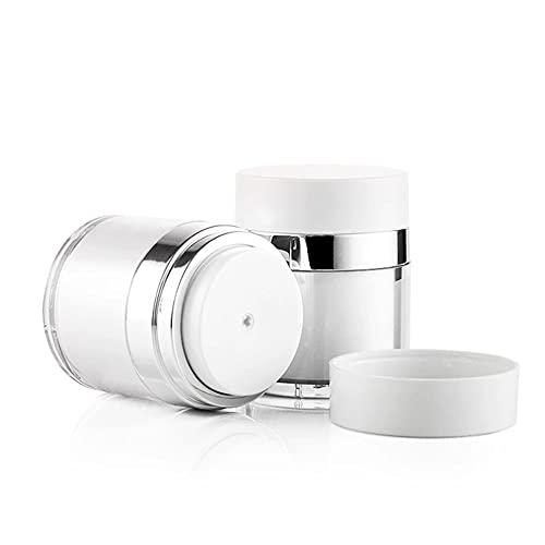 Furnido 2 Pack 1.7 oz Airless Pump Jars,Empty Acrylic Makeup Cosmetic Jar Con...