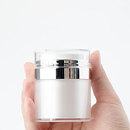 Furnido 2 Pack 1.7 oz Airless Pump Jars,Empty Acrylic Makeup Cosmetic Jar Con...