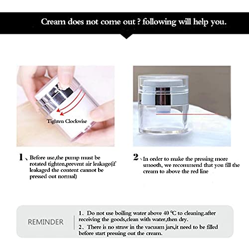 Furnido 2 Pack 1.7 oz Airless Pump Jars,Empty Acrylic Makeup Cosmetic Jar Con...