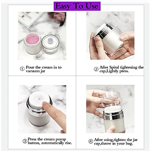 Furnido 2 Pack 1.7 oz Airless Pump Jars,Empty Acrylic Makeup Cosmetic Jar Con...