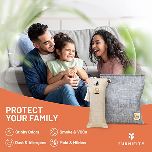 Furnifity Coconut Activated Charcoal Bags Odor Absorber [6 Pack x 28oz] - Odo...