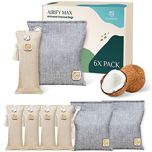 Furnifity Coconut Activated Charcoal Bags Odor Absorber [6 Pack x 28oz] - Odo...