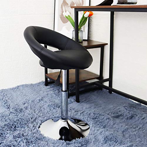 FURWOO Vanity Stool Makeup Chair Semi-Circle PU Leather Low Bar Stool Office ...