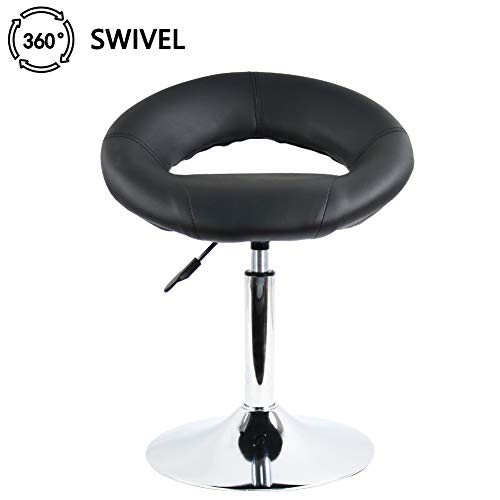 FURWOO Vanity Stool Makeup Chair Semi-Circle PU Leather Low Bar Stool Office ...