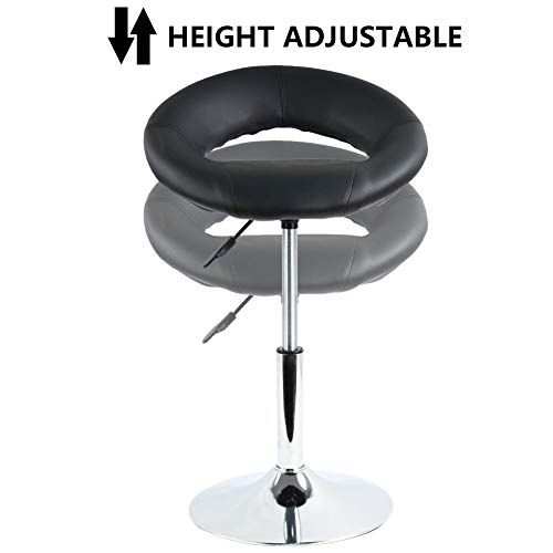 FURWOO Vanity Stool Makeup Chair Semi-Circle PU Leather Low Bar Stool Office ...