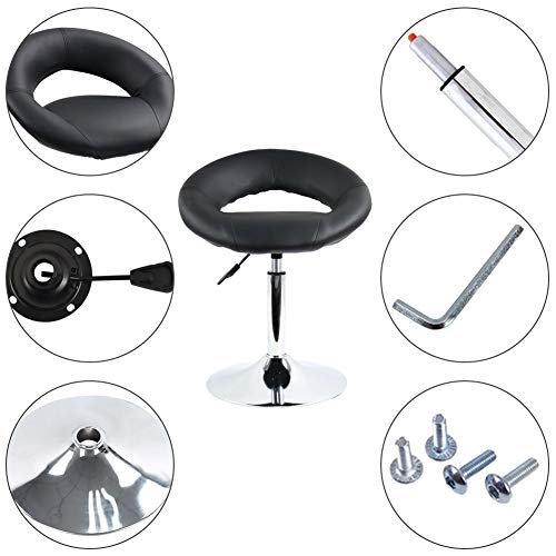 FURWOO Vanity Stool Makeup Chair Semi-Circle PU Leather Low Bar Stool Office ...