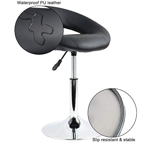 FURWOO Vanity Stool Makeup Chair Semi-Circle PU Leather Low Bar Stool Office ...