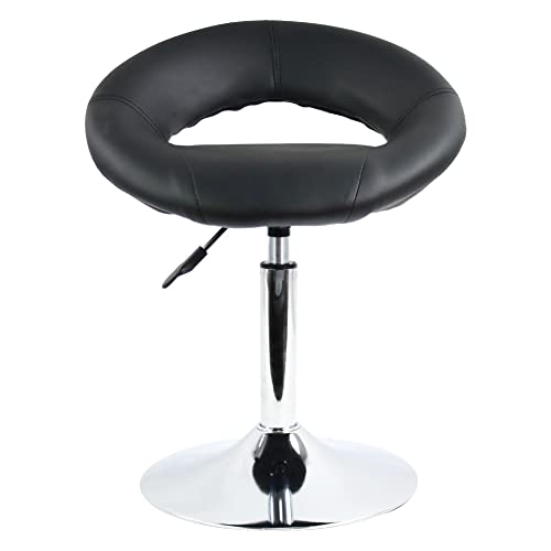 FURWOO Vanity Stool Makeup Chair Semi-Circle PU Leather Low Bar Stool Office ...
