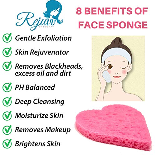 Facial Sponges Compressed Natural Cellulose Sponge for Face Cleansing Exfolia...