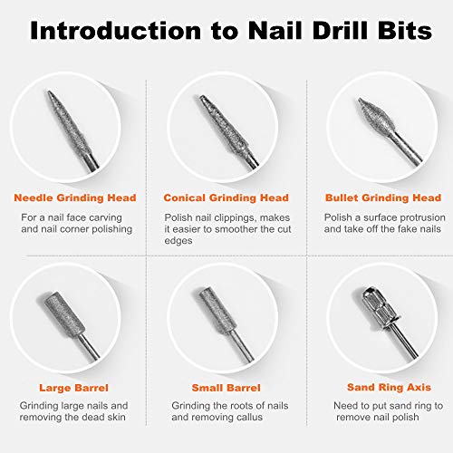 Set of 2, Nail Drill Bits Set, Futu 3/32''(2.35mm) Professional Efile Nail Bi...