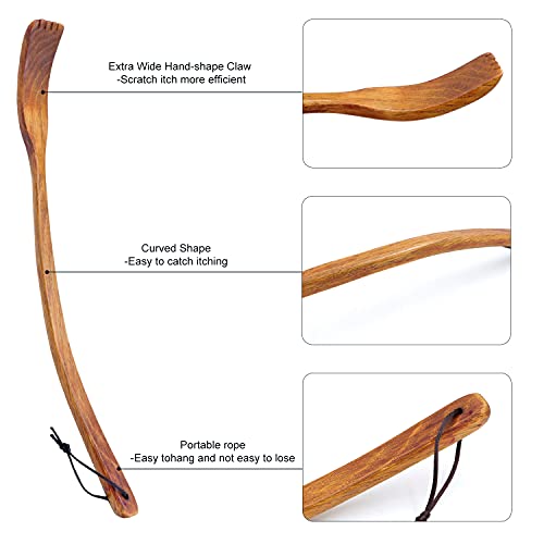 Brown Oversize Curved Wooden Back Scratchers for Adults Men Women Extendable ...