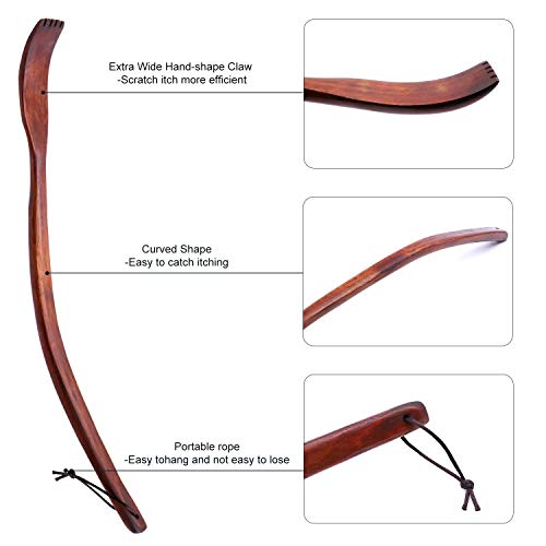 Oversize Curved Wooden Back Scratchers for Adults Men Women Extendable, 17" L...