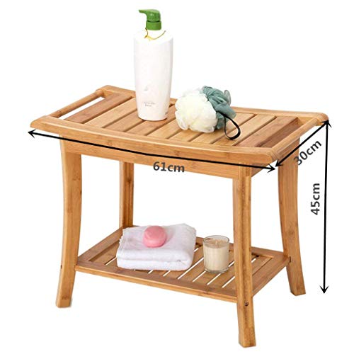 FXLYMR Shower Seat Bench Bathtub Stool Bath Seat, Bamboo Shower Chair, with A...