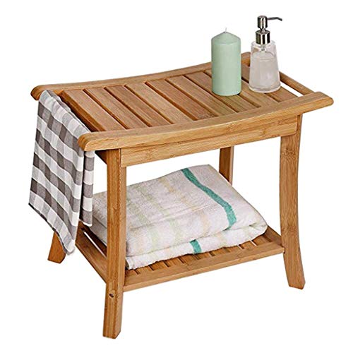 FXLYMR Shower Seat Bench Bathtub Stool Bath Seat, Bamboo Shower Chair, with A...