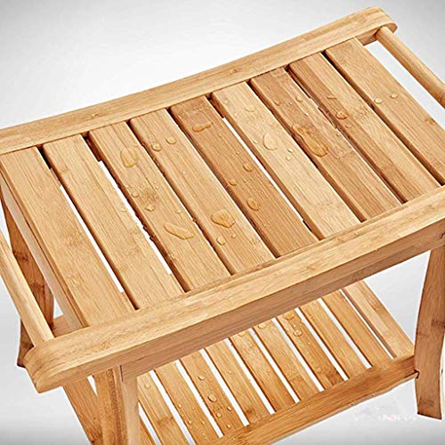 FXLYMR Shower Seat Bench Bathtub Stool Bath Seat, Bamboo Shower Chair, with A...
