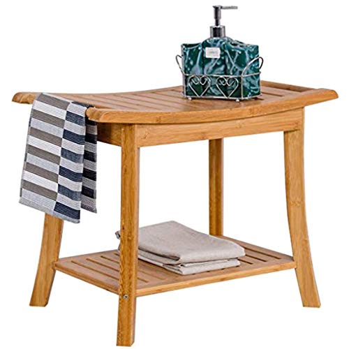 FXLYMR Shower Seat Bench Bathtub Stool Bath Seat, Bamboo Shower Chair, with A...