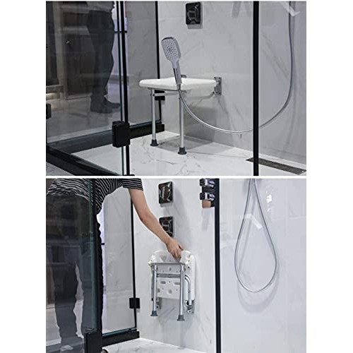 FXLYMR Shower Seat Modern Bathroom Shower Stool Wall Mounted Folding Bathing ...