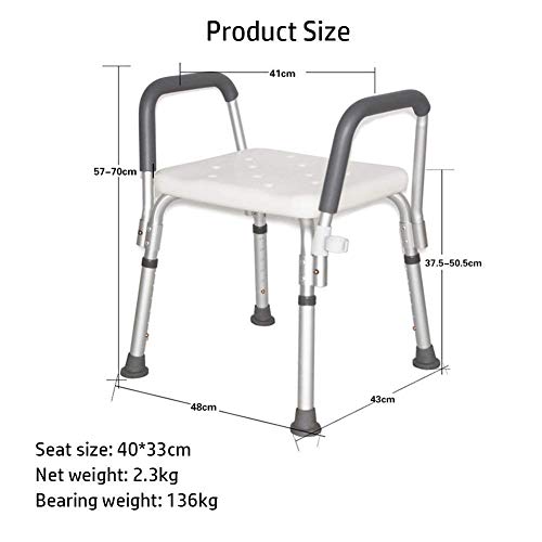 FXLYMR Shower Seat Shower Bench with Arms - Shower Chair Bath Bench Stool Adj...