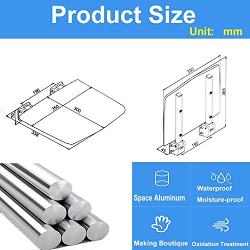 FXLYMR Shower Seat Wall Mount Bath Shower Bench, Bathroom Folding Stool, Spac...