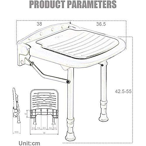 FXLYMR Shower Seat Wall Mount Fold Away Bath Chair Shower Seat Bench with Adj...